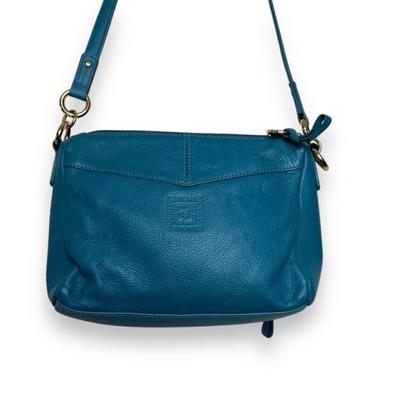 Stone Mountain Teal Leather Shoulder Strap Bag Studded Outer Wallet Pouch Purse - Picture 2 of 13